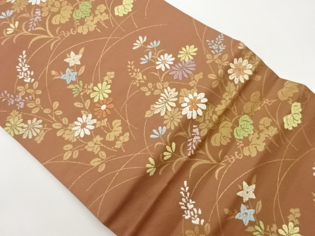 JAPANESE NAGOYA OBI / WOVEN FLORAL PLANTS